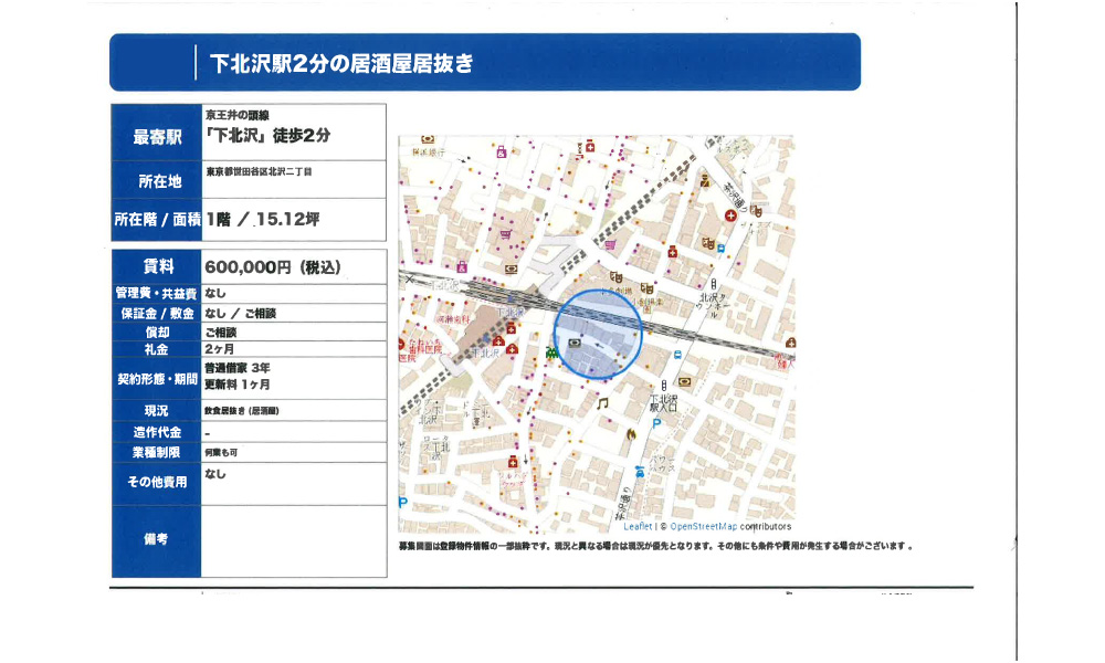 東京都世田谷区北沢２丁目京王井の頭線 下北沢 徒歩２分の物件情報