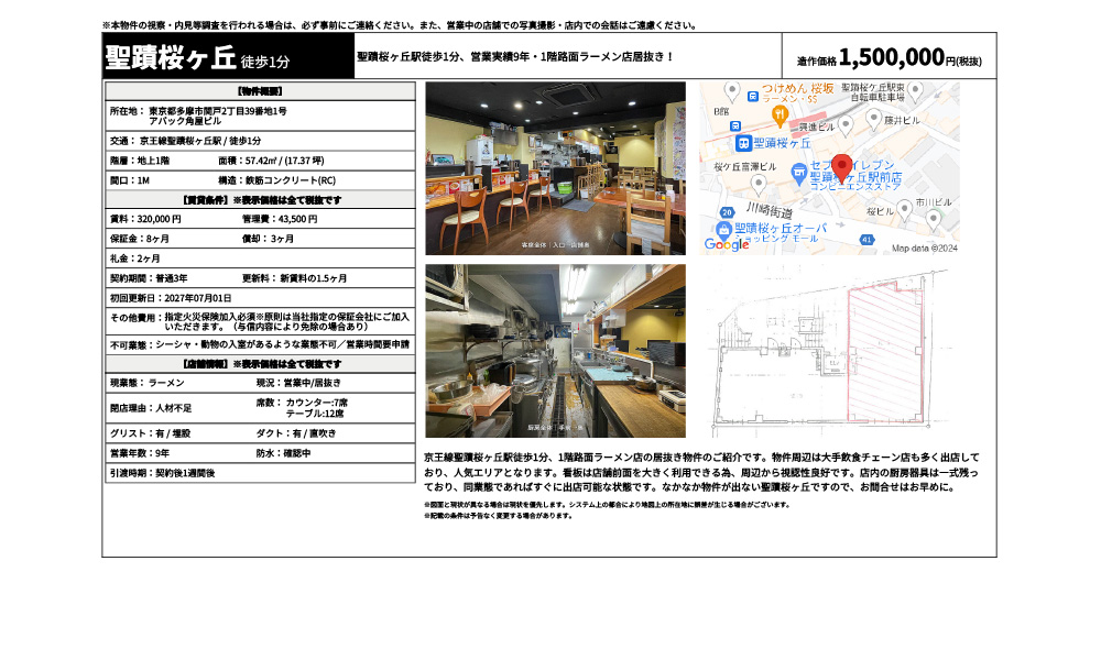 東京都多摩市関戸2丁目39番地1号京王線聖蹟桜ヶ丘駅 / 徒歩1分の物件情報