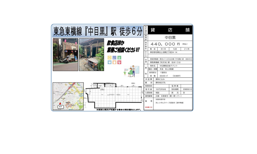 東京都目黒区上目黒2-24-14東急東横線　中目黒駅　徒歩6分の物件情報