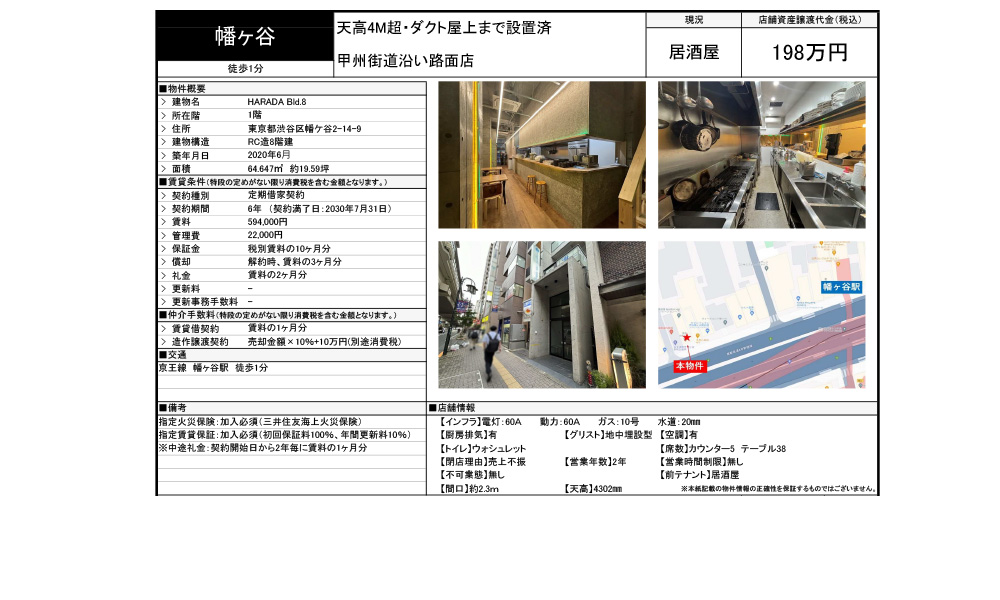 東京都渋谷区幡ケ谷2-14-9京王線　幡ヶ谷駅　徒歩1分の物件情報