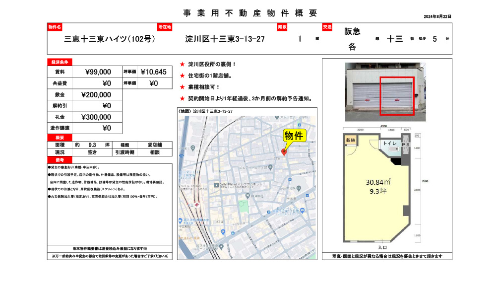 大阪府大阪市淀川区十三東3-13-27の物件情報