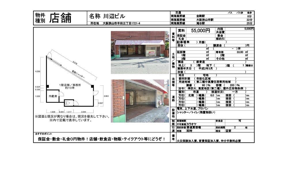 大阪府大阪狭山市半田三丁目1721-4南海高野線　金剛駅から徒歩8分の物件情報