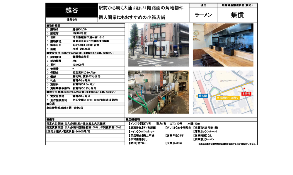 埼玉県越谷市越ケ谷1-2-6東武伊勢崎線 越谷 徒歩3分の物件情報