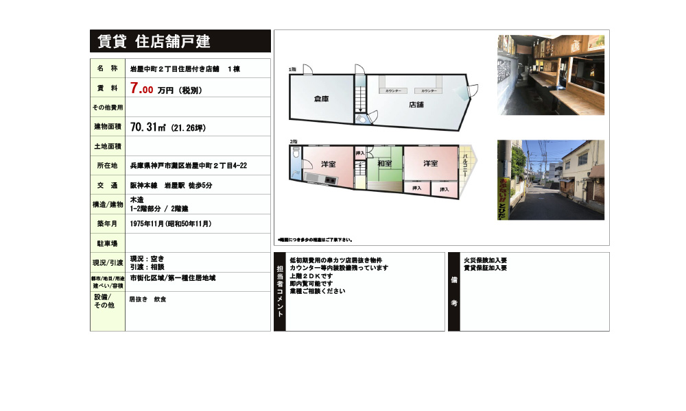 兵庫県神戸市灘区岩屋中町2丁目4-22阪神本線　岩屋駅　徒歩5分の物件情報