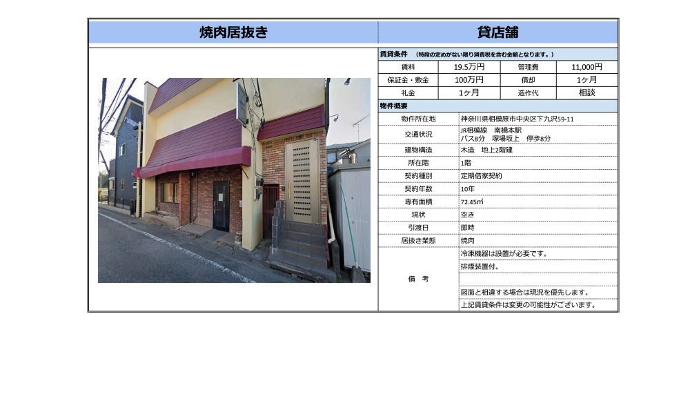 神奈川県 相模原市中央区下九沢59-11ＪＲ相模線  南橋本駅  徒歩 16 分の物件情報