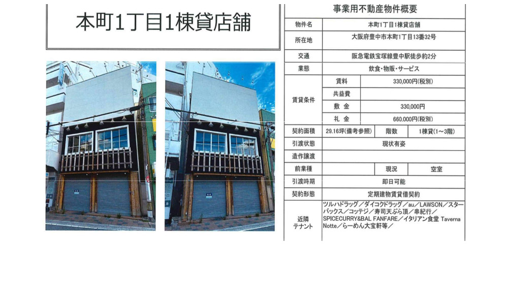 大阪府豊中市本町1-13-32阪急電鉄宝塚線　豊中駅　徒歩2分の物件情報
