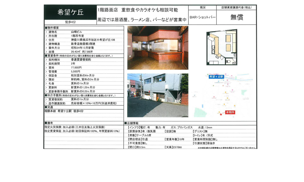 神奈川県横浜市旭区中希望が丘106希望が丘　　　徒歩4分の物件情報