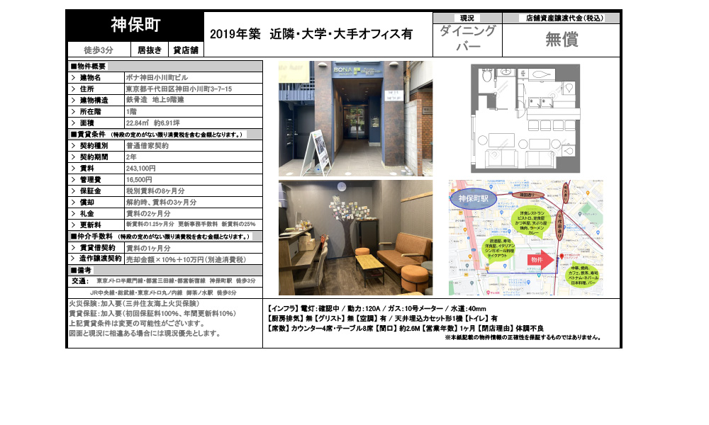 東京都千代田区神田小川町3丁目7-15東京メトロ半蔵門線  神保町駅  徒歩 3 分の物件情報