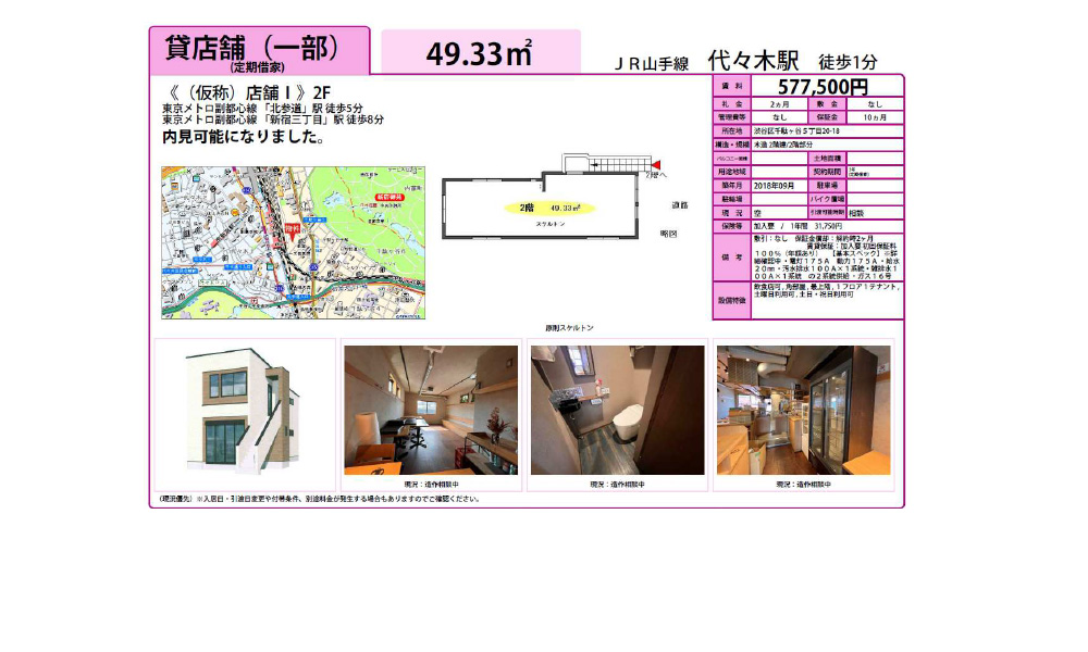 東京都渋谷区千駄ケ谷5丁目20-18ＪＲ山手線  代々木駅  徒歩 1 分の物件情報