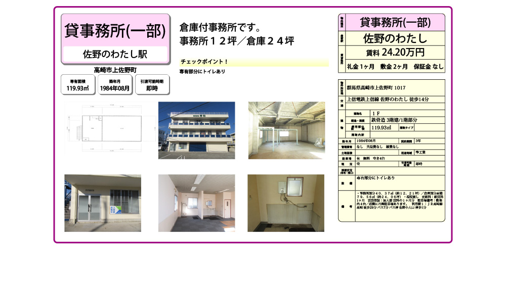 群馬県高崎市上佐野町の物件情報