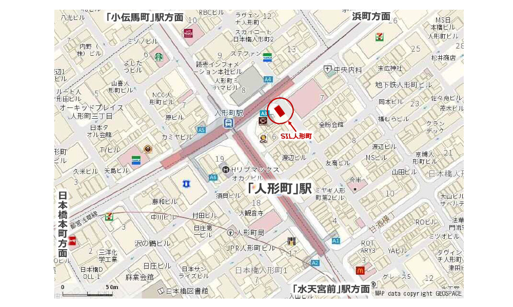 東京都中央区日本橋人形町2丁目6-7都営浅草線・東京メトロ日比谷線「人形町」駅徒歩1分／東京メトロ半蔵門線「水天宮前」駅徒歩4分の物件情報の物件画像2