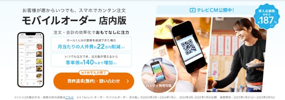 モバイルオーダーの導入で人件費や客単価を改善できるという広告